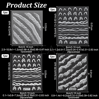 4 Sheets 4 Style 5D Nail Art Stickers STIC-OC0001-04-1