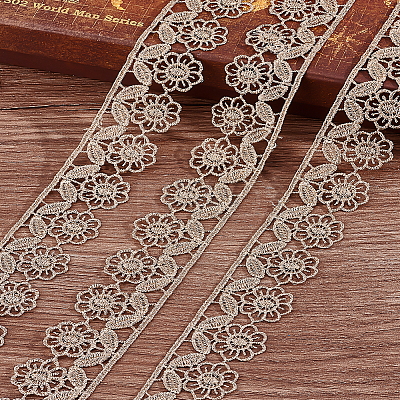 4 Yards Metallic Yarn Flower Lace Ribbons OCOR-LP0001-10-1