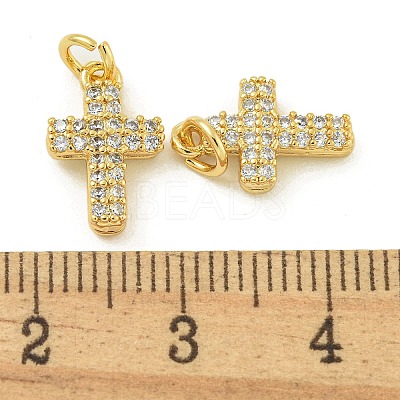 Rack Plating Brass Micro Pave Clear Cubic Zirconia Charms KK-Z067-23G-09-1