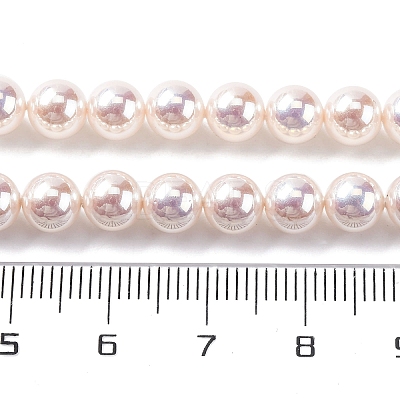 UV Plating Pearlized Glass Pearl Beads Strands GLAA-F128-01A-T02-1