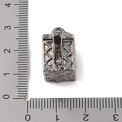 Carved Cuboid Rack Plating Brass Prayer Box Pendants KK-L101-28B-1