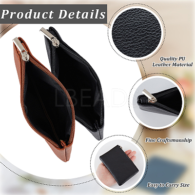 2Pcs 2 Colors Litchi Print PU Leather Zip Pouches ABAG-CP0001-08C-1