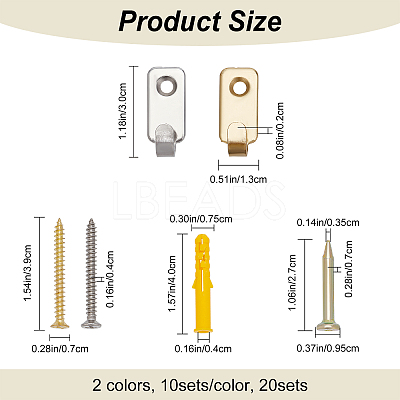 20 Sets 2 Colors 304 Stainless Steel Hook Hangers FIND-CP0001-16-1