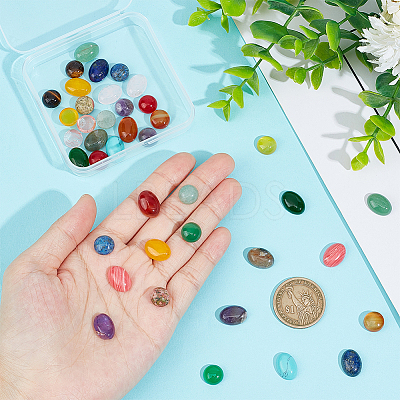 40Pcs 20 Styles Mixed Gemstone Cabochons G-HY0001-54-1