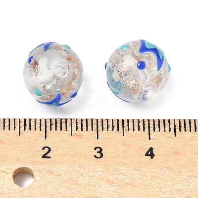 Luminous Handmade Enamel Gold Sand Glass Beads Strands LAMP-U004-08G-1