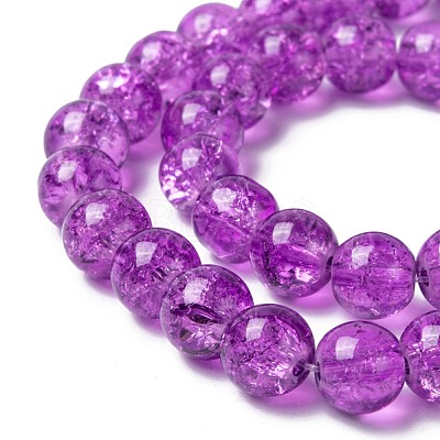 Spray Painted Crackle Glass Beads Strands CCG-Q001-8mm-12-1