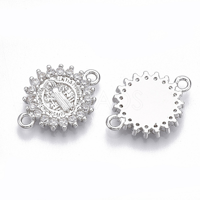 Brass Micro Pave Cubic Zirconia Links Connectors ZIRC-T005-035B-P-1