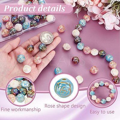 50Pcs 5 Colors Rainbow Color Plating Acrylic Beads OACR-GA0001-21-1