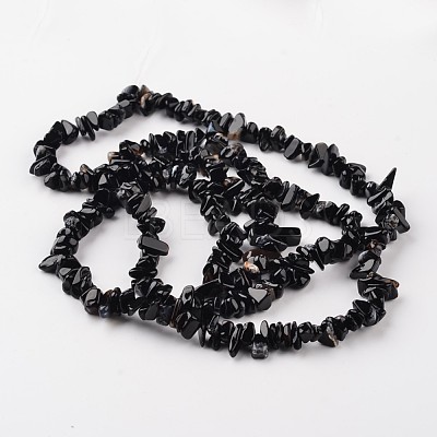 Nuggets Dyed & Heated Natural Black Agate Beads Strands G-M344-13-1