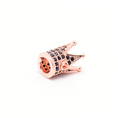 Brass Micro Pave Cubic Zirconia Beads X-ZIRC-WH0002-03RG-1