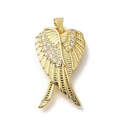 Rack Plating Brass with Cubic Zirconia Pendants KK-Z086-14G-02-1