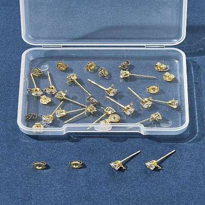 16Pcs Brass Stud Earring Findings KK-FS0001-56G-1