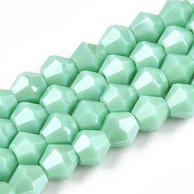 Opaque Solid Color Electroplate Glass Beads Strands EGLA-A039-P6mm-A20-1