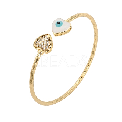 Brass Micro Pave Clear Cubic Zirconia Cuff Bangles for Women BJEW-B145-08G-01-1