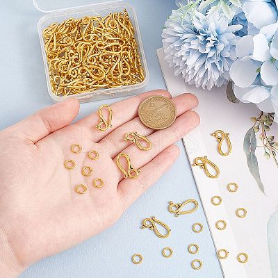 100Pcs Tibetan Style Hook and Eye Clasps FIND-GO0003-01AG-1