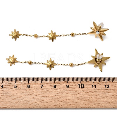 304 Stainless Steel Crystal Rhinestone Star Dangle Stud Earring EJEW-G451-04G-1