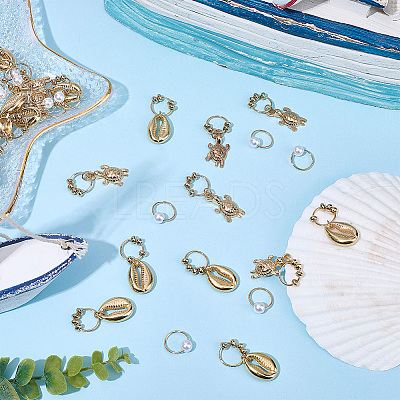 2 Bags Sea Animals Alloy Hair Braid Pendant OHAR-BM0001-05-1