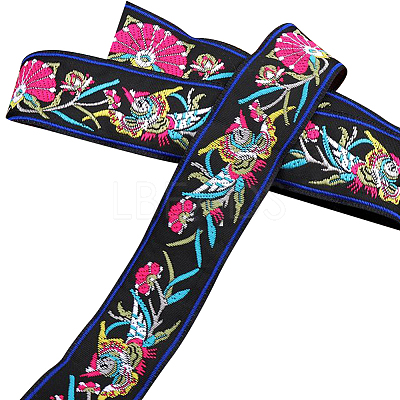 6.8M Ethnic Style Polyester Jacquard Bird Ribbon PW-WG43457-03-1