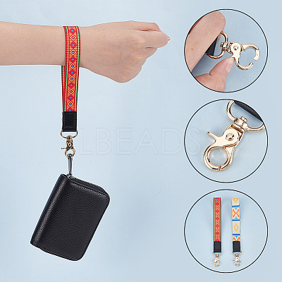 2Pcs 2 Colors Nylon Hand Wrist Lanyard for Phone Decoration Key Chain FIND-GO0001-01A-1