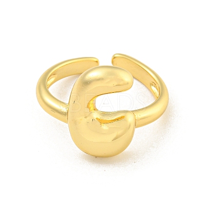 Brass Letter Open Cuff Rings for Women RJEW-G313-01C-G-1