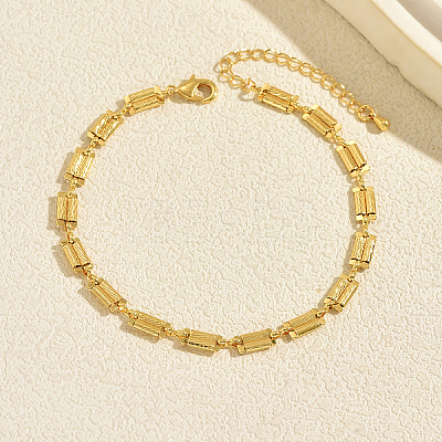 Summer Beach Brass Rectangle Link Chain Anklets for Women CI4096-1