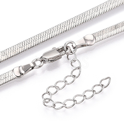 Brass Flat Snake Chain Necklaces for Women Men NJEW-N054-04P-1