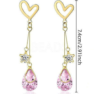 Alloy Rhinestone Heart & Star & Teardrop Stud Dangle Earrings for Women WG86E07-01-1