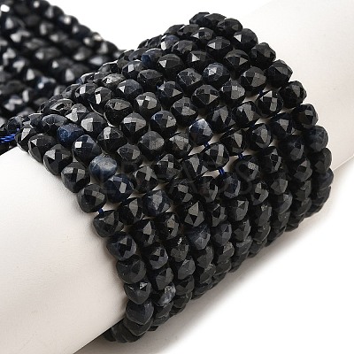 Natural Black Sapphire Beads Strands G-G259-C02-4x4mm-1