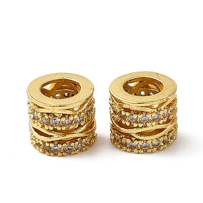 Rack Plating Brass Micro Pave Cubic Zirconia European Beads KK-K377-09G-1