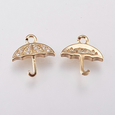 Brass Micro Pave Cubic Zirconia Charms KK-A144-002G-1
