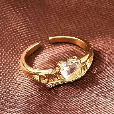 Mother's Day Brass Pave Cubic Zirconia Cuff Open Rings CU-CBACDF6-06G-01-1