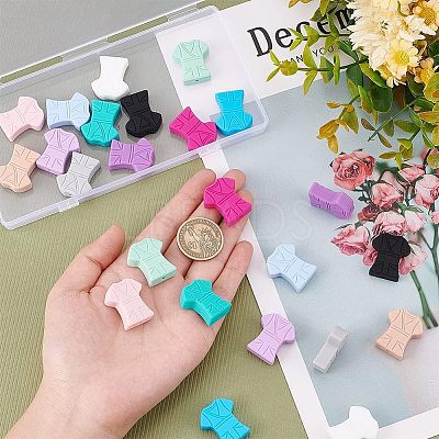 24Pcs 12 Colors Food Grade Eco-Friendly Silicone Focal Beads SIL-CA0001-19-1