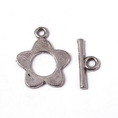 Flower Tibetan Style Alloy Toggle Clasps X-A0977Y-NF-1