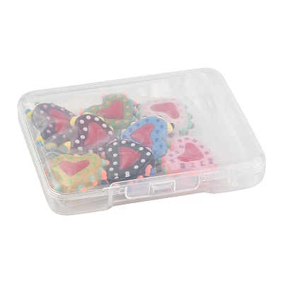 8Pcs 8 Colors Painted Glass Beads Bumpy Beads Heart LAMP-FS0001-50-1