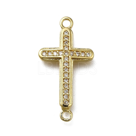 Brass Clear Cubic Zirconia Cross Connector Charms LS-ZIRC-I070-003G-1