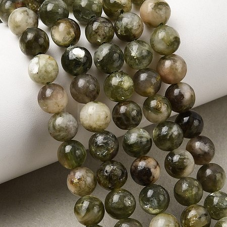 Natural Green Lepidolite Beads Strands G-K350-B01-6mm-1