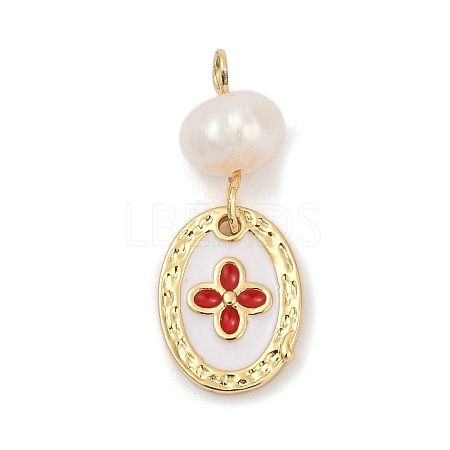 Natural Cultured Freshwater Pearl & Brass Pendants KK-U062-14G-02-1