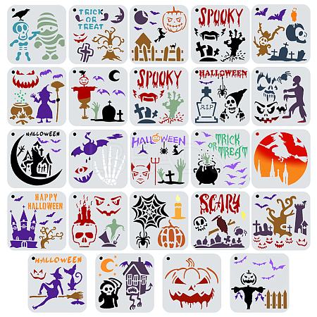 24Pcs 24 Styles PET Plastic Hollow Out Drawing Painting Stencils Templates DIY-WH0409-25-1