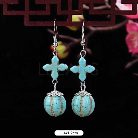 Ethnic style retro turquoise earrings for women WG2299-8-1