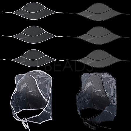 10Pcs 2 Colors Plastic Black and White Rain Bonnets AJEW-CP0007-88-1