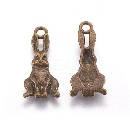 Metal Alloy Bunny Pendants X-PALLOY-A15373-AB-NF-1