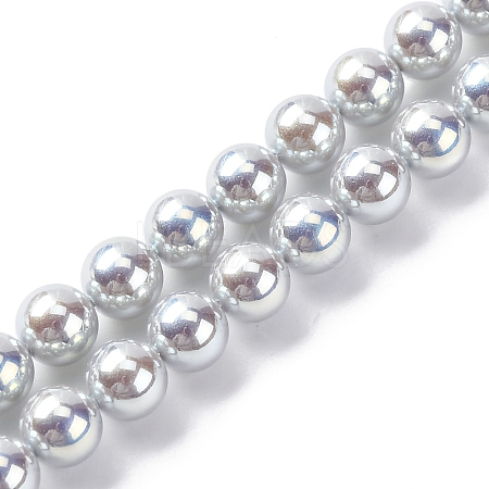 UV Plating Pearlized Glass Pearl Beads Strands GLAA-F128-01A-T12-1
