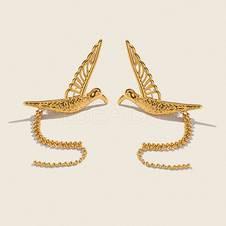 Stainless Steel Bird Tassel Stud Earrings CQ0312-1