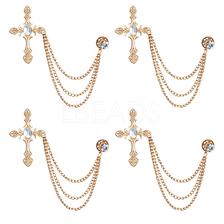 Cross Alloy Rhinestone Lapel Pin Backs JEWB-WH0051-057G-1