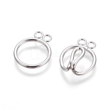 4-Hole Platinum Plated Ring Sterling Silver S-Hook Clasps STER-K014-H793-2P-1