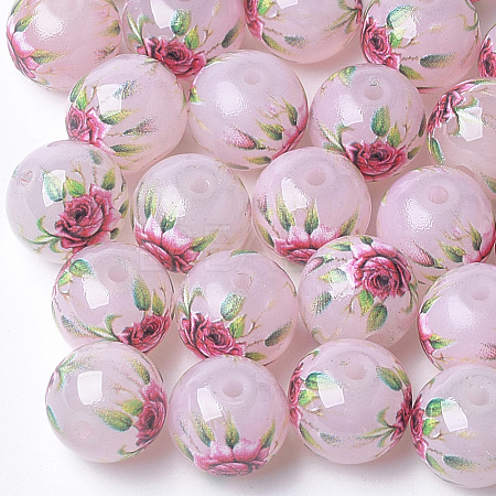Printed & Spray Painted Imitation Jade Glass Beads X-GLAA-S047-05B-02-1