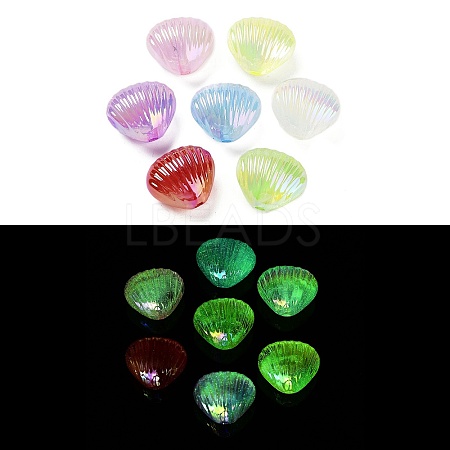 Luminous UV Plating Rainbow Iridescent Acrylic Beads OACR-O008-08-1