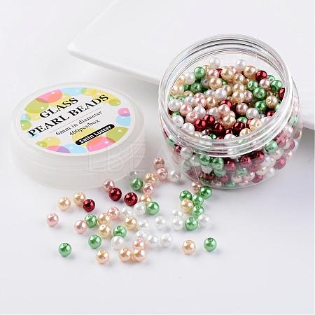 Glass Pearl Bead Sets HY-JP0001-02-E-1