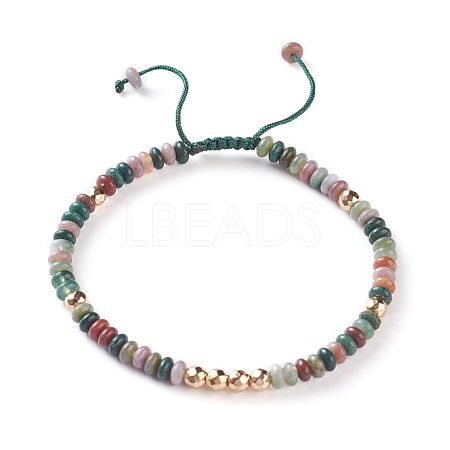 Natural Indian Agate Braided Bead Bracelets BJEW-O175-C08-1