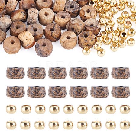 50Pcs Natural Picture Jasper Beads G-TAD0001-12-1
